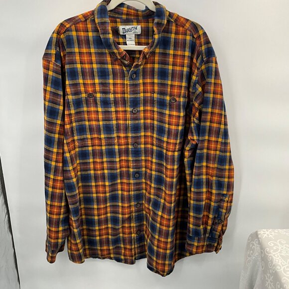 Duluth Men's Relaxed Fit Plaid Flannel Shirt 2XL Button Front 100% Cotton Long S - Picture 1 of 7